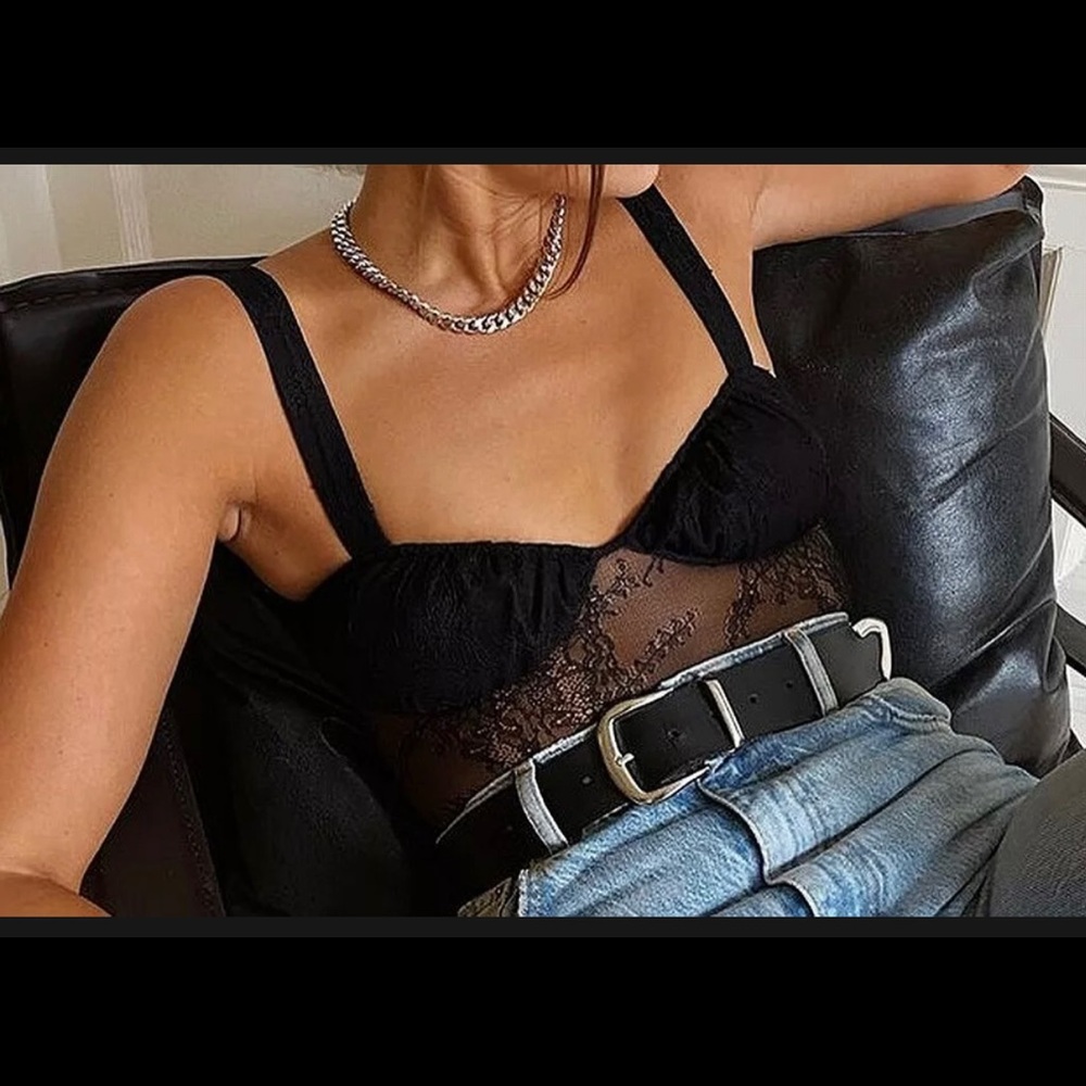 Danielle Bernstein all black lace bodysuit NWOT